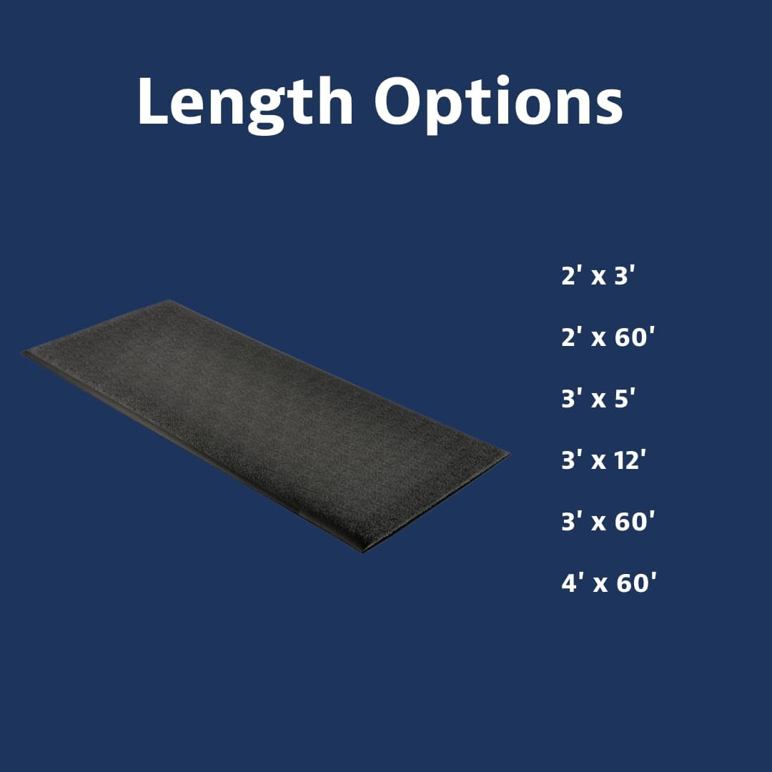 Notrax 411 Sof-Tred™ 4' x 60' x 9/16" Anti Fatigue Mat, Enhanced Slip Resistance with Beveled Edges and Pebbled Surface, Ideal for Industrial and Commercial Workplaces, Black, 411R0448BL