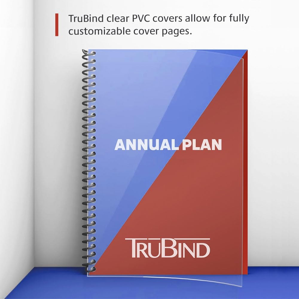 TruBind Binding Covers for Reports and Presentations - Crystal Clear PVC - 7 Mil Thick - Letter Size - 8 1/2 inch x 11 inch - Square Corners - No Tissue Interleaving - 100/Bx (CVR-07ASN)