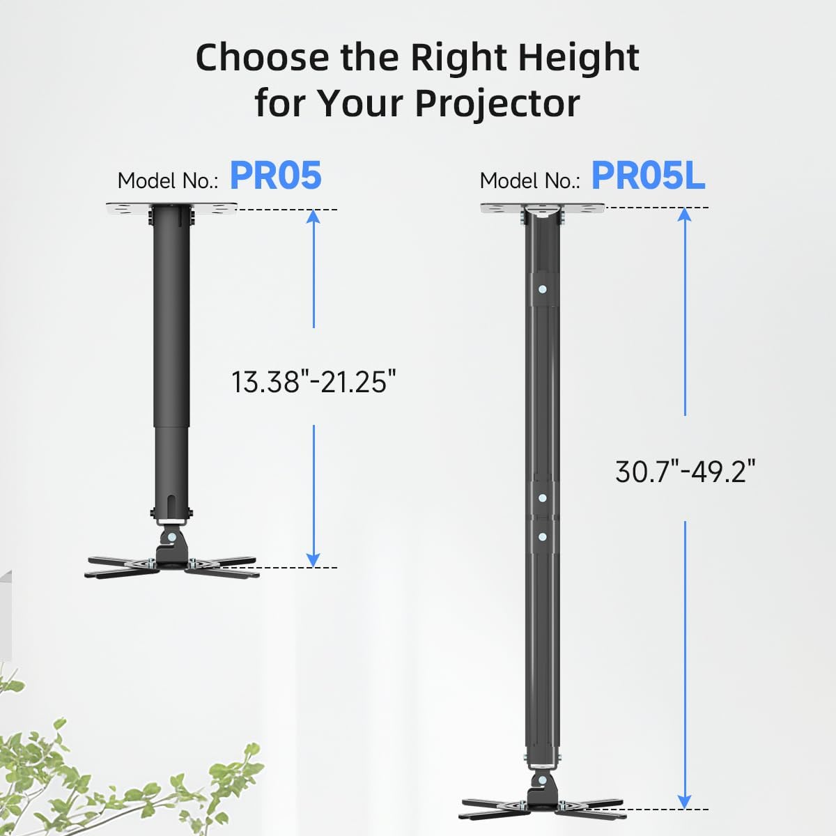 suptek Black Projector Ceiling Mount Bracket Fits Flat or Sloped Ceiling Height Adjustable with Extendable Length for LCD/DLP Projector Mount (PR05B)