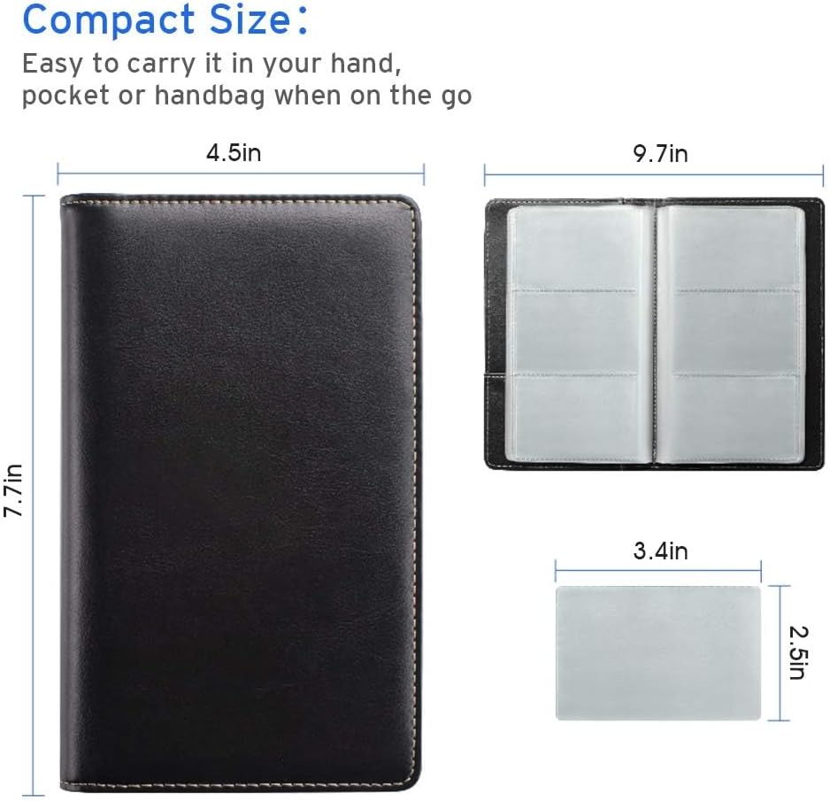 Sooez Leather Professional Business Card Book Holder Organizer, 240 Capacity Credit Card Booklet, PU Name Cards Holder Storage File for Men Women, Beige
