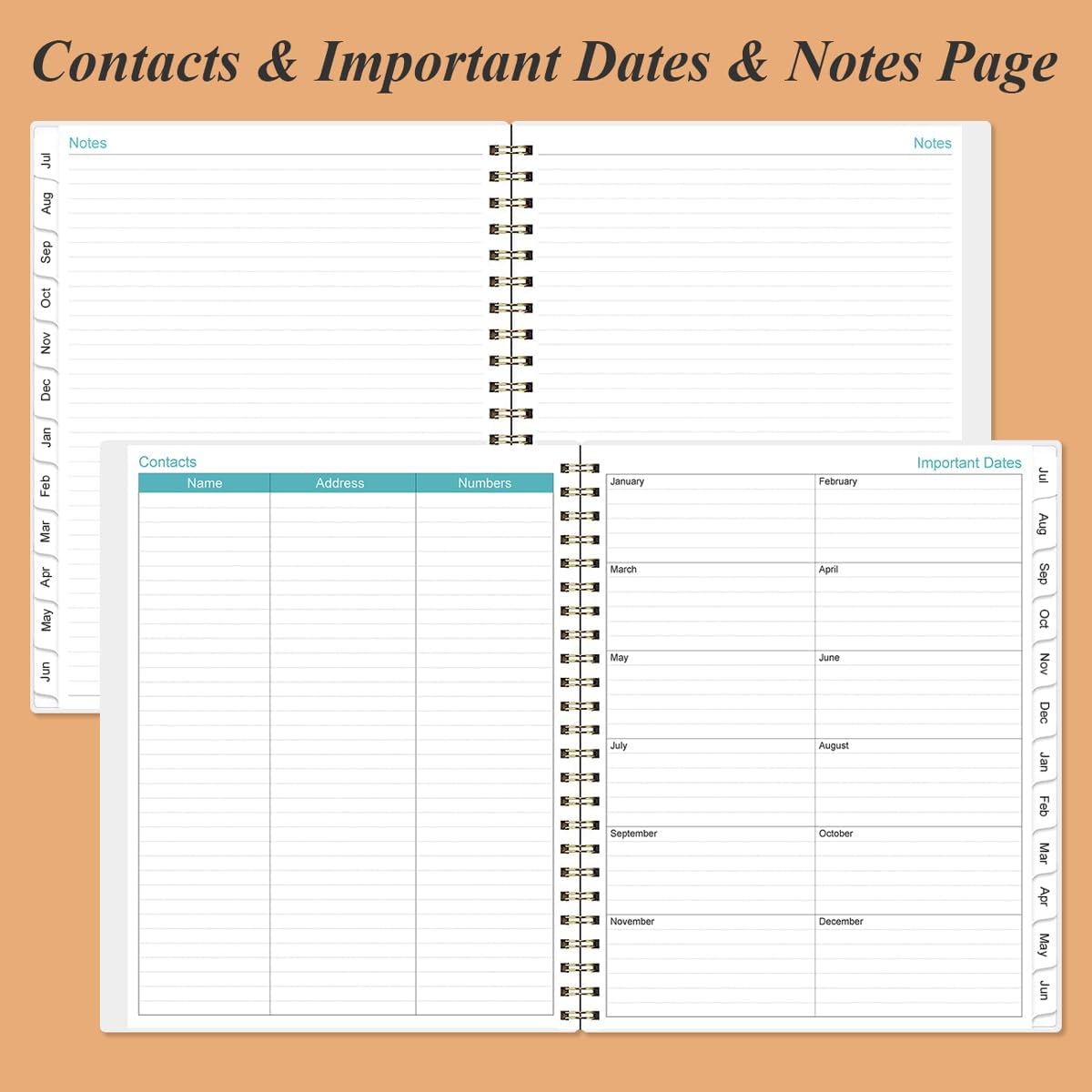 2025-2026 Planner - Academic Planner 2025-2026 from July 2025 to June 2026 with 12 Monthly Tabs, Flexible Cover, Inner Pocket, 8.5" x 11", Rose Flowers