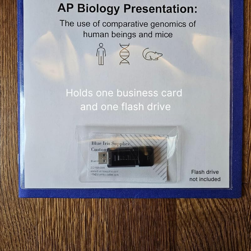 Business Card Pocket - Flash Drive Pocket - Self Adhesive - Open Long - Resealable Flap - BIS10130 (100-Pack), Clear