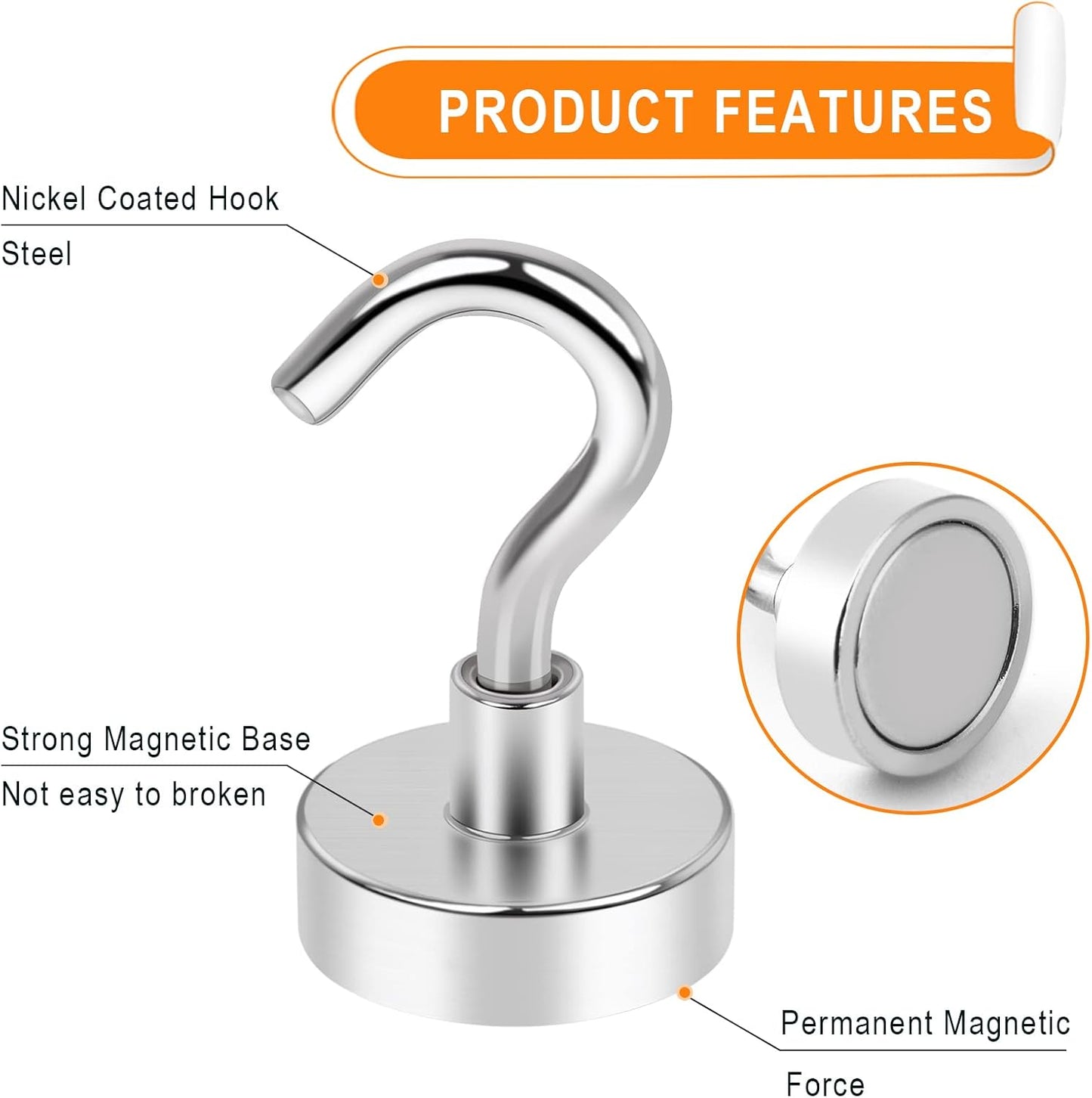 MIKEDE Strong Magnetic Hooks Cruise Essentials Heavy Duty for Hanging, 28Lb+ Neodymium Magnets with Hooks for Refrigerator, Magnetic Hanger for Kitchen, Home, Workplace-15Pcs