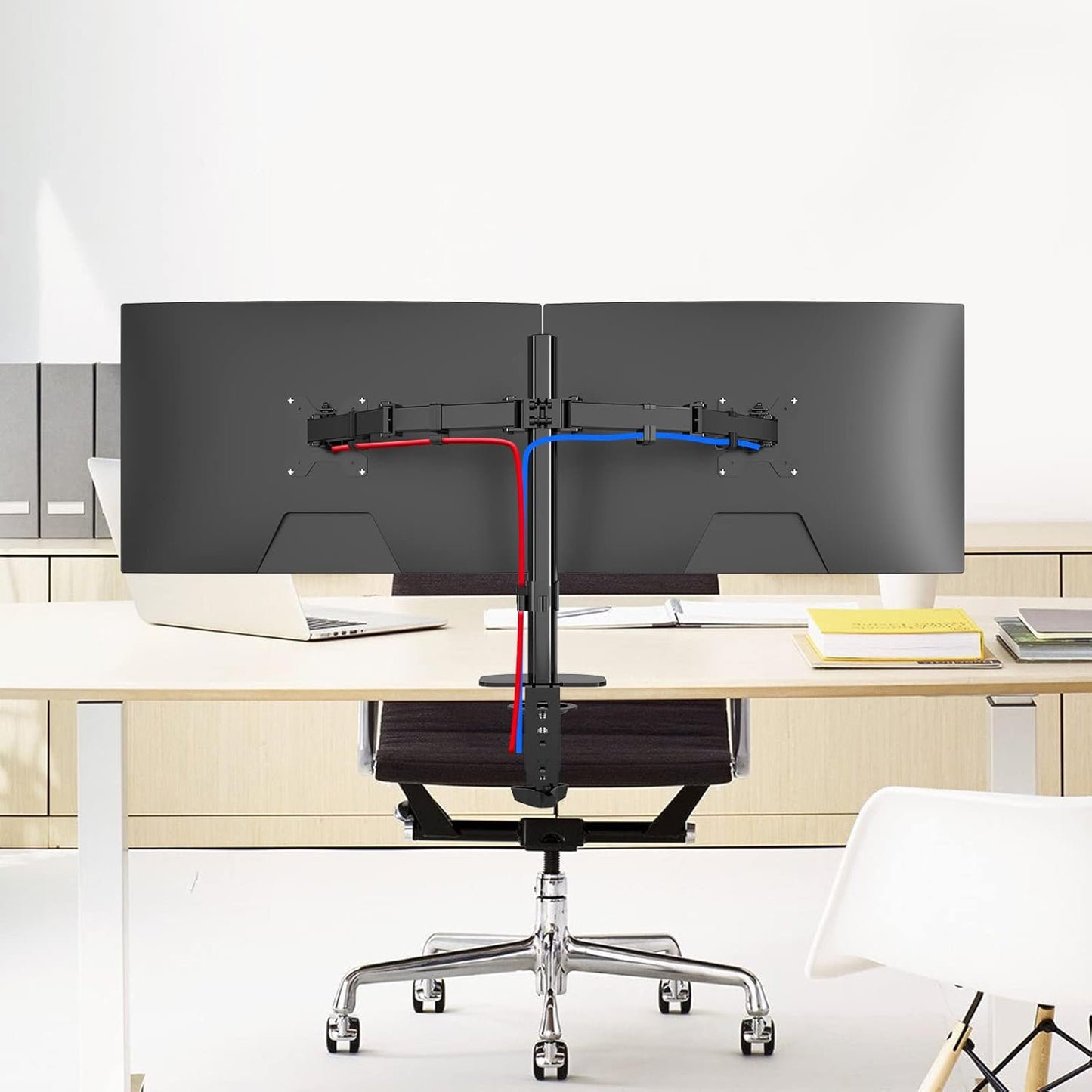 Pholiten Dual Monitor Stand,Heavy Duty Adjustable Monitor Desk Mount for 2 Screens up to 38Inches,Dual Monitor Arm with Height Adjustable Tilt Swive Rotate,Holds up to 22 lbs
