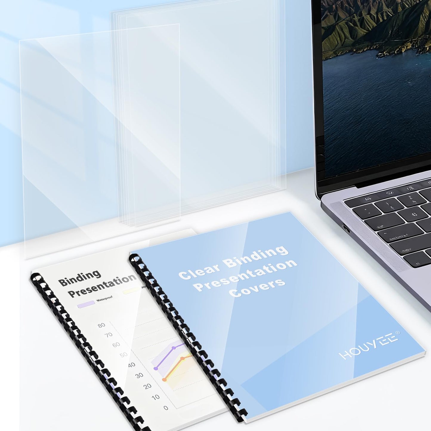 HOUYEE 25 Pack 12 Mil PVC Binding Presentation Covers,Clear Report Covers, Letter Size, 8.5x11 Inches