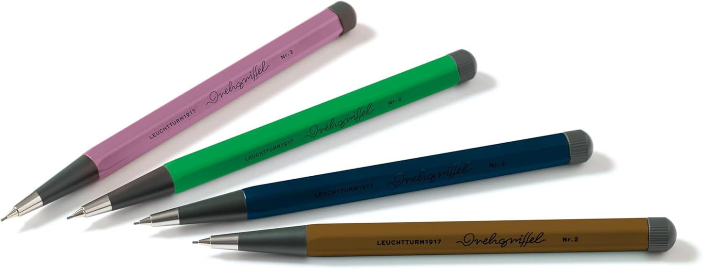 LEUCHTTURM1917 372222 Rotating Pencil No. 2 with Twist Mechanism, Aluminium, Steel, Design Awarded, Deep Sea - Pencil