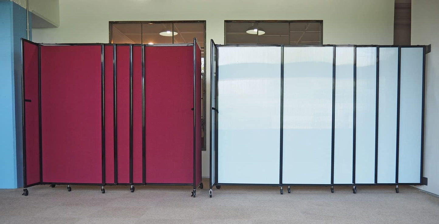 Wall-Mounted Sliding StraightWall Room Divider | Adjustable Widths | Locking Wheels | Room Separator | Up to 7'2" Wide x 7'6" Tall Charcoal Gray Fabric Panels