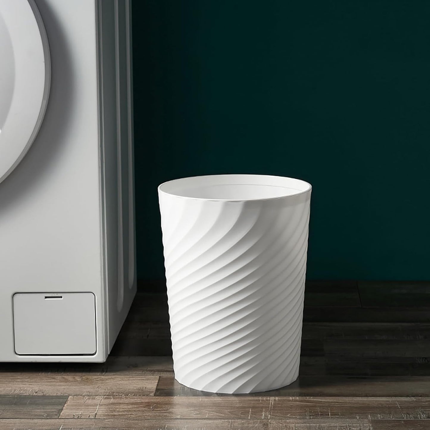 Small Bathroom Trash Can 1.8 Gallon Wastebasket Recycling Bin for Bedroom Office Kitchen (Black White, 2 Pack)