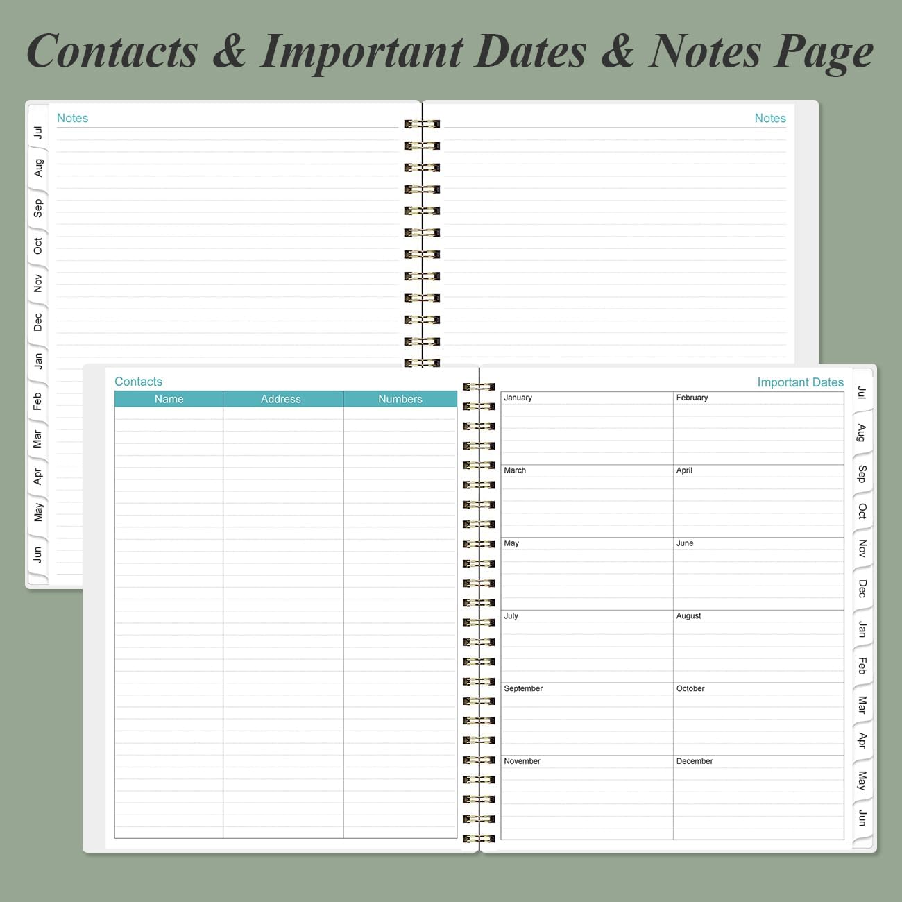 2025-2026 Planner - Academic Planner 2025-2026 from July 2025 to June 2026 with 12 Monthly Tabs, Flexible Cover, Inner Pocket, 8.5" x 11", Green