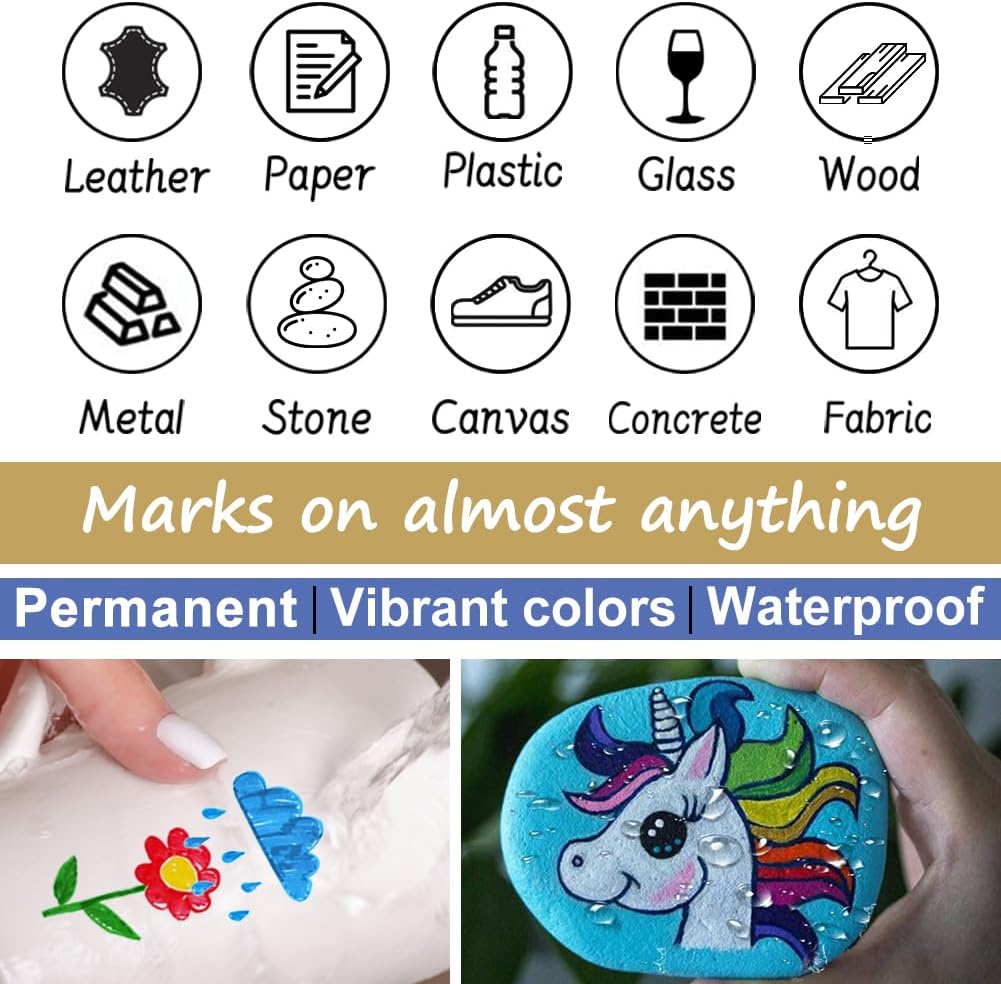 Overseas 48 Green Paint Pens, Oil Based Permanent Markers Set - Quick Drying, Waterproof, Fade-Resistant, Medium Tip Paint Markers Bulk for Wood, Metal, Rock, Ceramic, Plastic, Canvas, Glass, Rubber