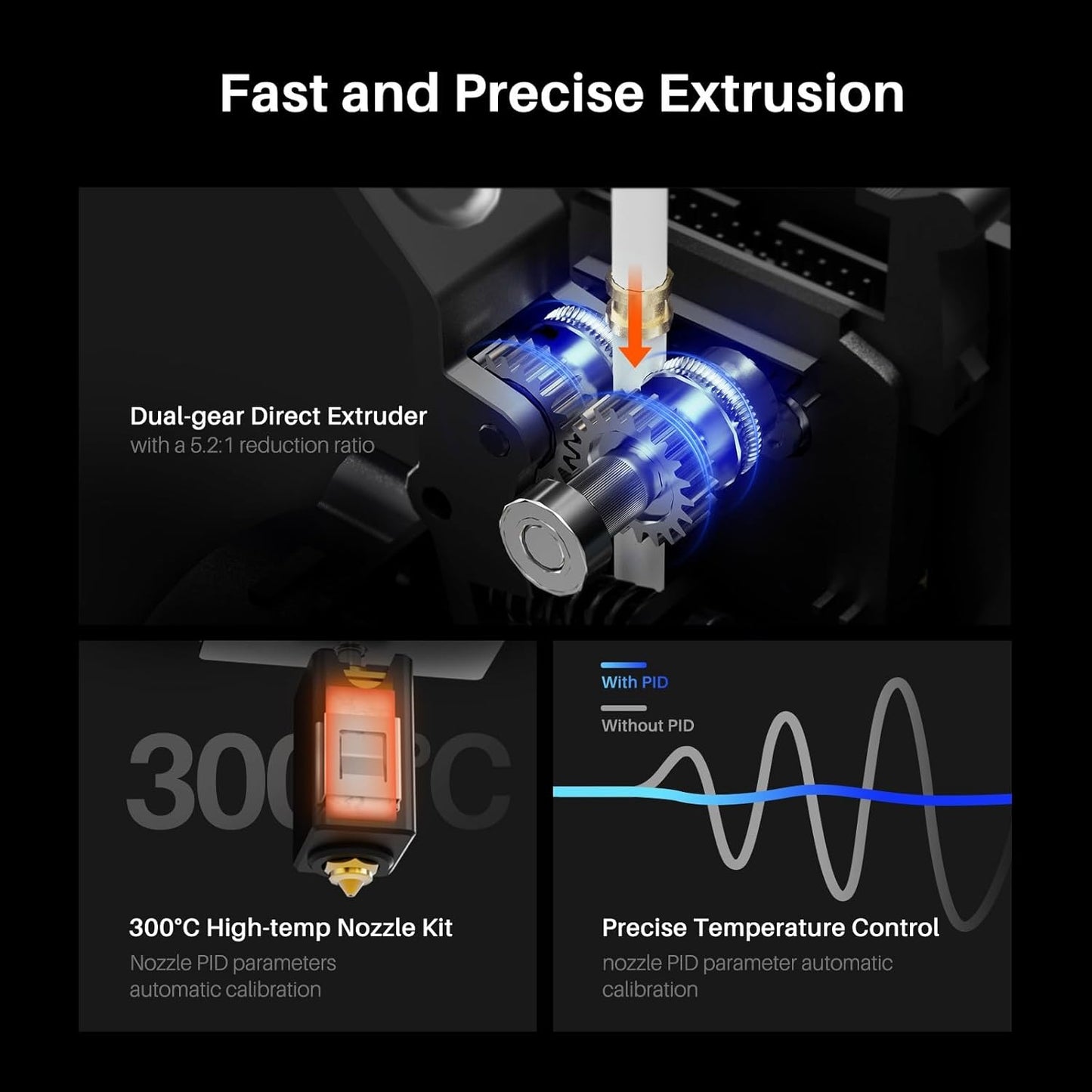 ELEGOO Neptune 4 Plus 3D Printer, 500mm/s High Speed Printer with 300°C Nozzle, Auto Leveling and Direct Drive Extruder, 320x320x385mm Large Printing Size