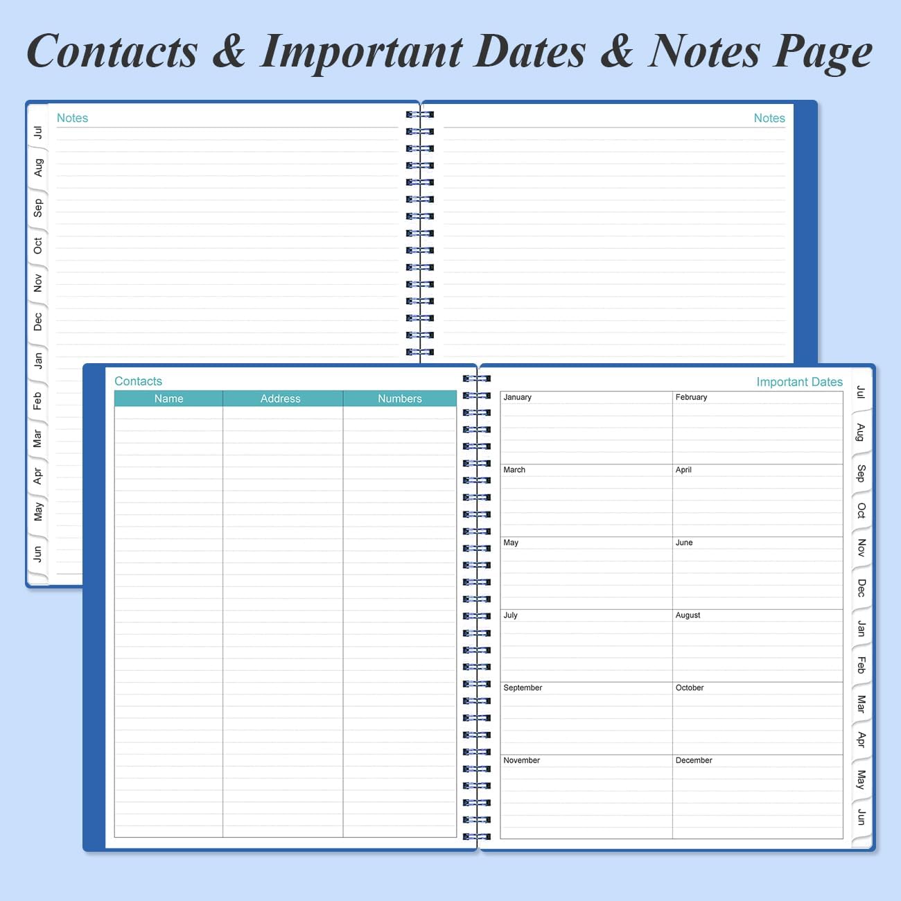 2025-2026 Planner - Academic Planner 2025-2026 from July 2025 to June 2026 with 12 Monthly Tabs, Flexible Cover, Inner Pocket, 8.5" x 11", Blue