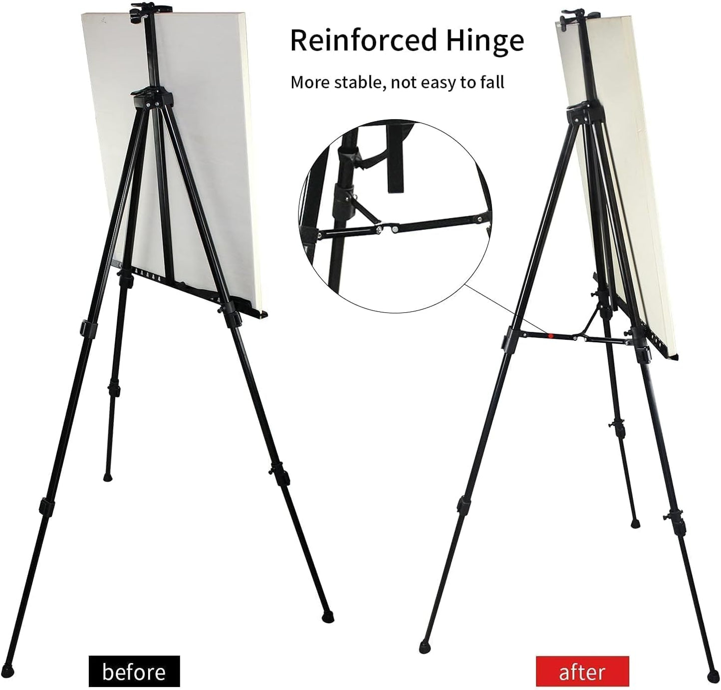 RRFTOK Art Painting Display Easel Stand, 72Inches Metal Portable Adjustable Easels for Painting Canvases Height from 22-72”for Table-Top/Floor Paint and Displaying,Black 2-Pack.