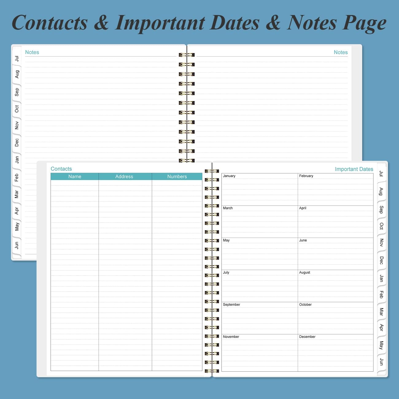 2025-2026 Planner - Academic Planner 2025-2026 from July 2025 to June 2026 with 12 Monthly Tabs, Flexible Cover, Inner Pocket, 8.5" x 11", Blue