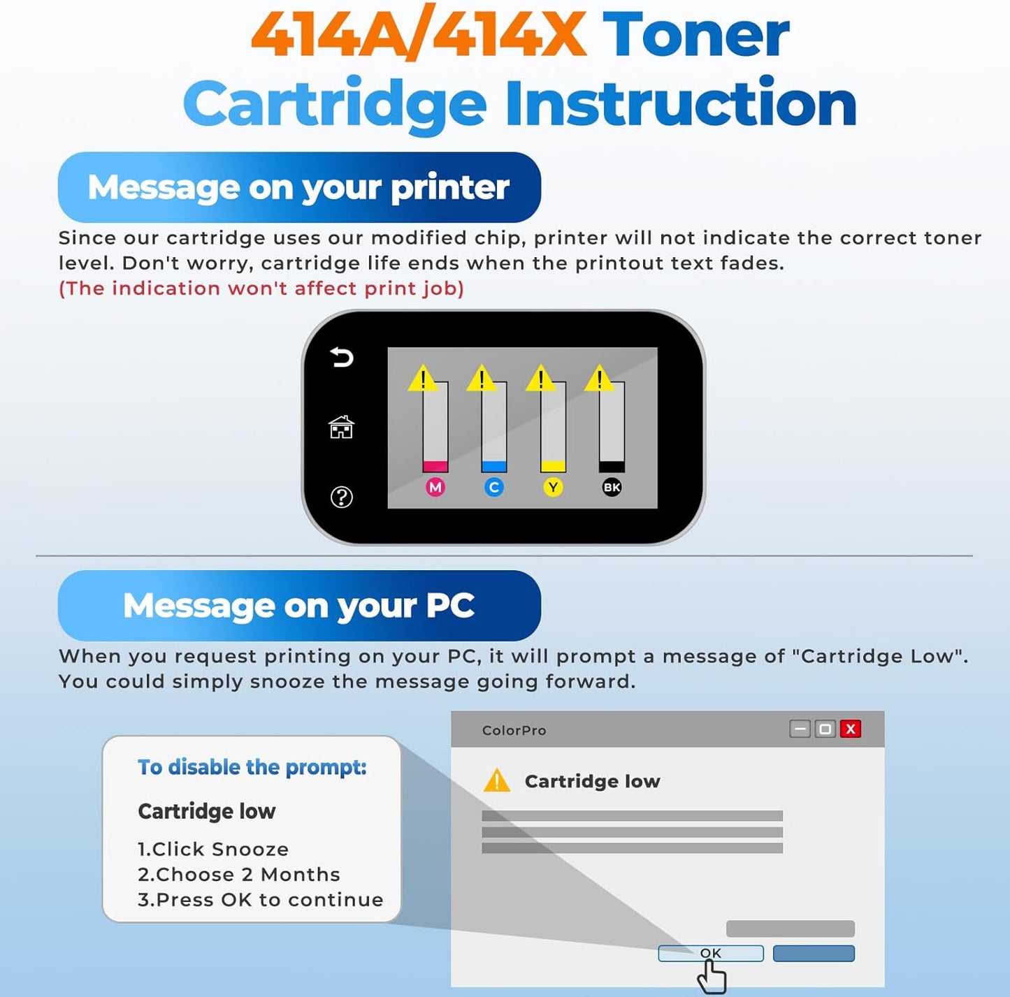 414X Toner Cartridges 4 Pack High Yield Color Laser Jet Pro MFP M479fdw M454dw Replacement for HP 414X Toner 414A for HP414X HP414A Works for MFP M479fdw M454dw M479fdn M454dn Enterprise M480f M455dn
