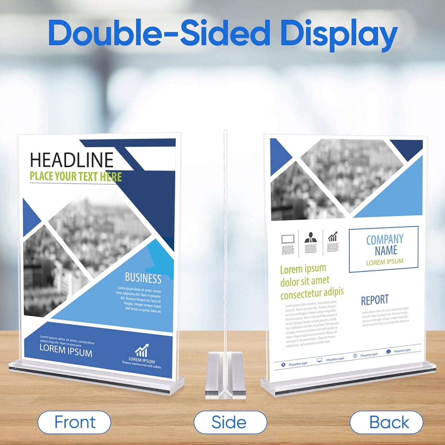 6 Pack Acrylic Sign Holder 5 x 7, Clear Double Side T Shape Acrylic Table Sign Stands for Displaying, Flyer Holder Paper Card Holder for Office Business Store Mall Restaurants