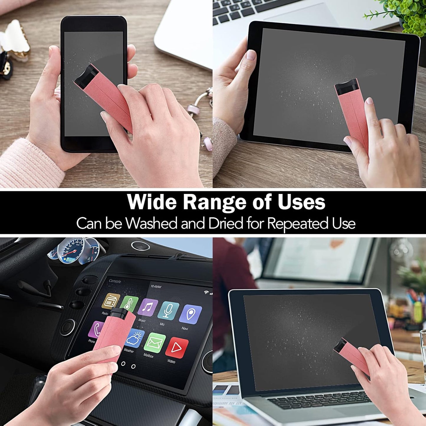 3 Pcs Fingerprint Proof Screen Cleaner, 3 in 1Touchscreen Mist Cleaner Spray Wipe Screen Cleaner Soft Fiber Flannel, Safe for All Phones Glasses Tablet Laptop TV Watch Screens (Pink)