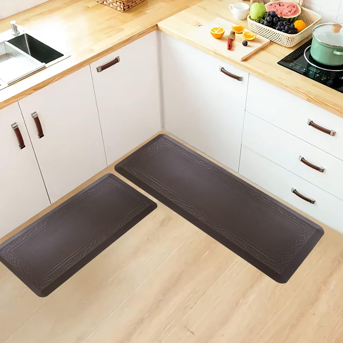 20x 42 Inch Extra Support Anti Fatigue Comfort Kitchen Mat, Waterproof Long Kitchen Runner, Non-Slip Standing Desk Mat, Commercial Pads for Offices, Home, Garages (Bordeaux Coffee, 20'' x 42'')