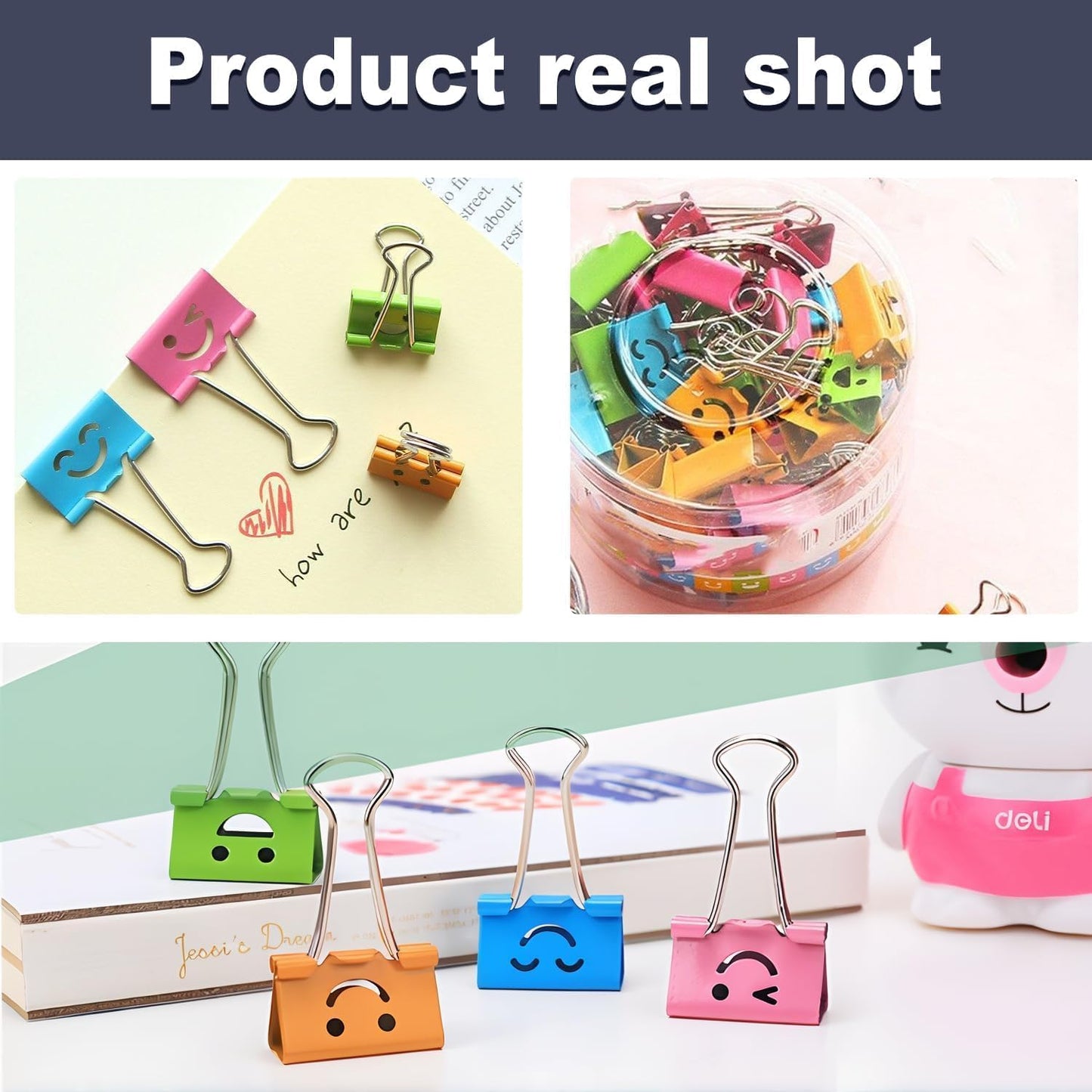 320 Pack Smiling Binder Paper Clips, Mini Metal Binder Clips for Kitchen, Send Goods from Local Warehouse, Cute Binder Clips, School Personal Document Organizing Classifying, Office, Paper Clamps