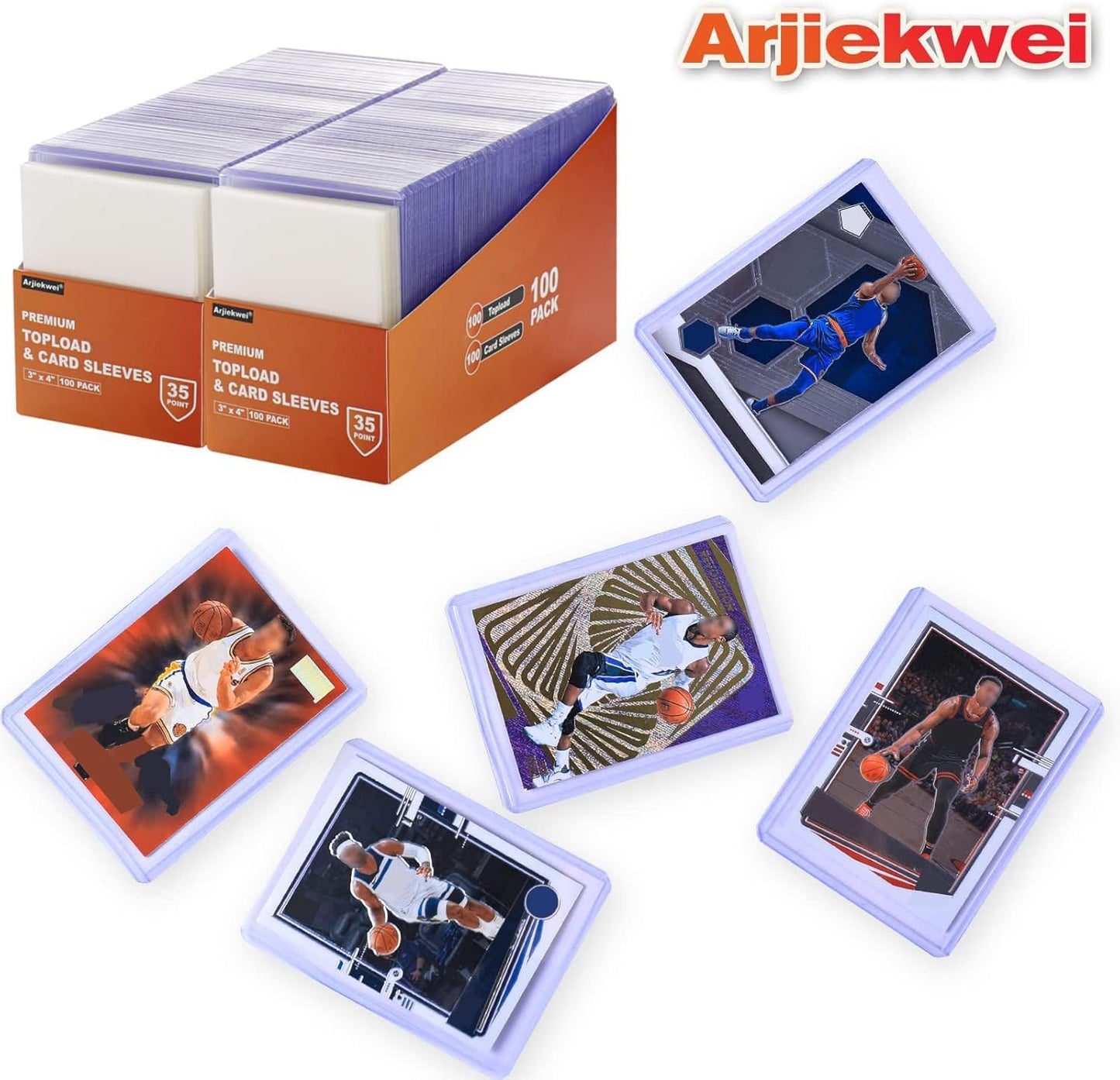400 Card Sleeves Top Loaders for Cards, Arjiekwei 3"X4" Baseball Cards Protectors Hard Plastic, Premium Toploaders Holder for Trading Sports Football Game Card(200 Top Loaders + 200 Penny Sleeves)