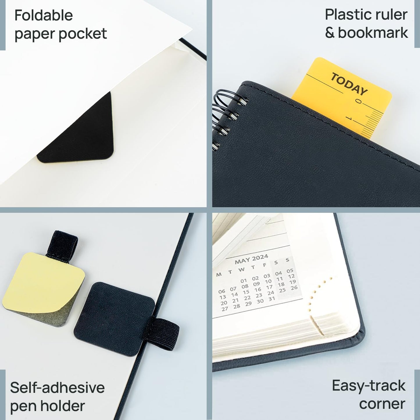 POPRUN 2026 Planner (Medium - 6.5'' x 8.5'') with Hourly Schedule, Vertical Layout - 2026 Weekly Calendar (Jan. 2026 - Dec.2026) for Time Management, Monthly Tabs, Spiral Bound, Soft Cover - Brown