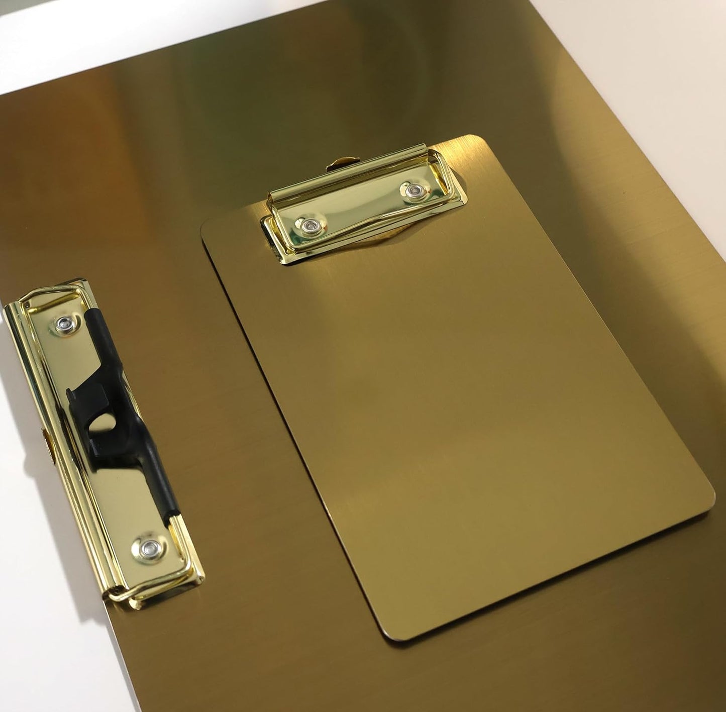 Stainless Steel Magnetic Clipboard with Pen - Multiple Sizes, Magnetic Design, Essential for Office and Home (Gold 4.3 x 8.5 Inches)