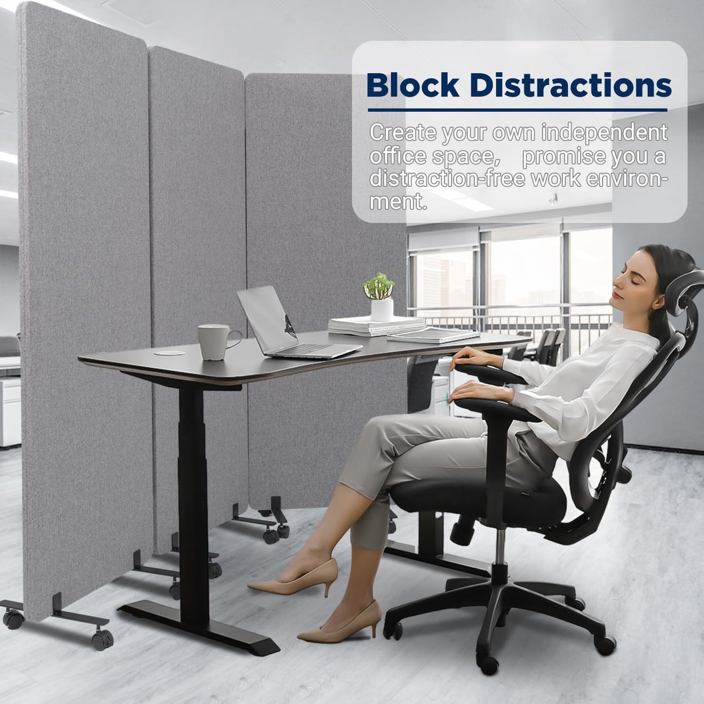 Sound Proof Dividers w/Wheels, Portable Office Wall Divider for Room Partition, Soundproof Room Divider Privacy Panel Partition Cubicle Wall Rolling Temporary Wall for Office