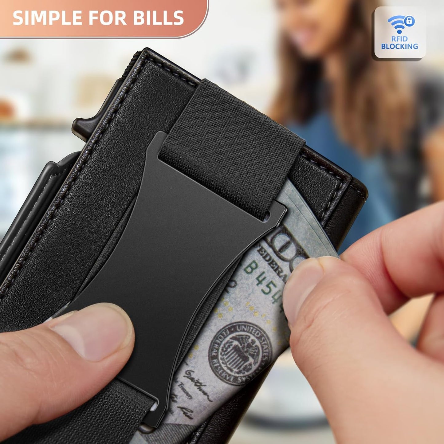 KEMISANT Airtag Wallet Men Gift,Mens Slim Front Pocket Wallet Money Clip Standard or Apple Airtag Use 3.8"×2.8"×0.9"