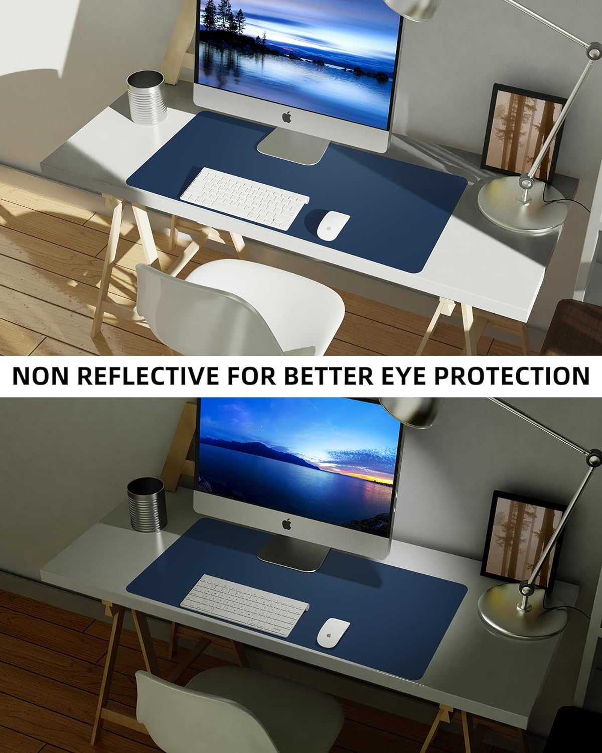 Non-Slip Desk Pad,Mouse Pad,Waterproof PU Leather Desk Protector,Ultra Thin Large Desk Blotter,Waterproof Keyboard mat for Office/Home/Decor(Midnight Blue 23.6" x 13")
