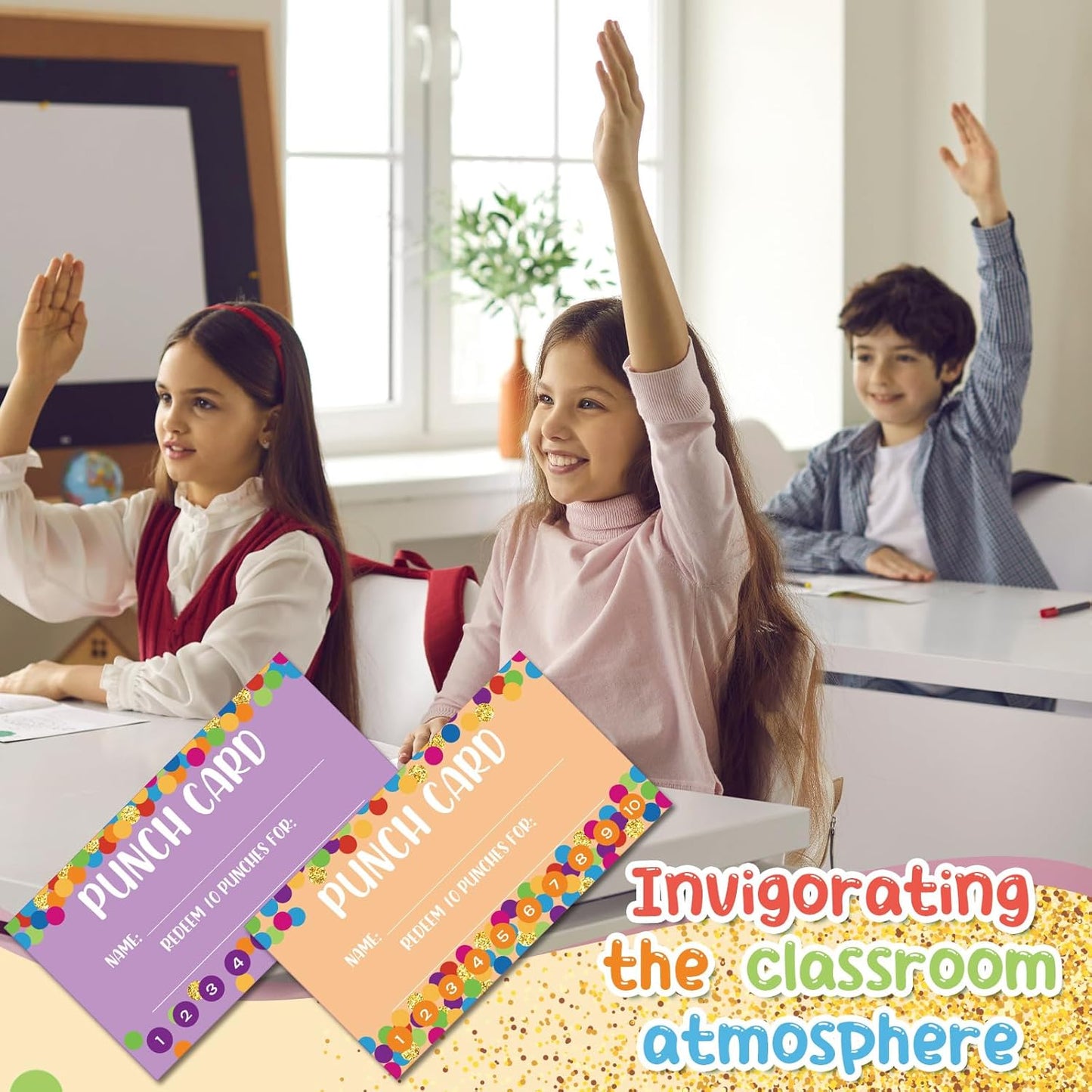 Fumete 400 Pcs Punch Cards for Classroom Reward Cards Behavior Incentive Loyalty Awards for Kids Students Teachers School Business, 8 Styles, 3.5 x 2 in(10 Polka Dots Punches Style)