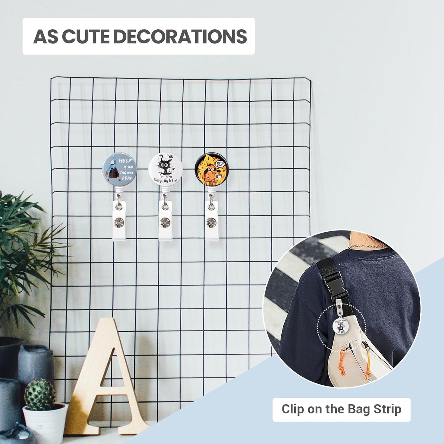 Nurse Badge Reel, Funny ID Badge Clip, Cute Badge Holder, This is Fine Cat Badge Reels Retractable, Office Lanyard Accessories, Nursing Student Gifts