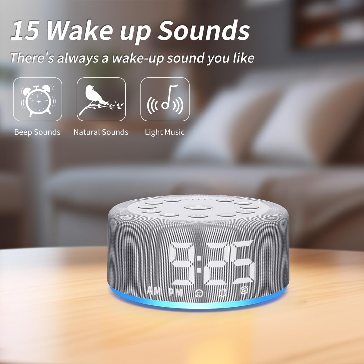 White Noise Sound Machine Alarm Clock Brown Noise Machine Night Light with Dual Alarms Backup Battery 30 Sleeping Sounds for Baby Kids Adults 32 Level Volume 5 Timers 15 Wake Up Sounds Memory Function