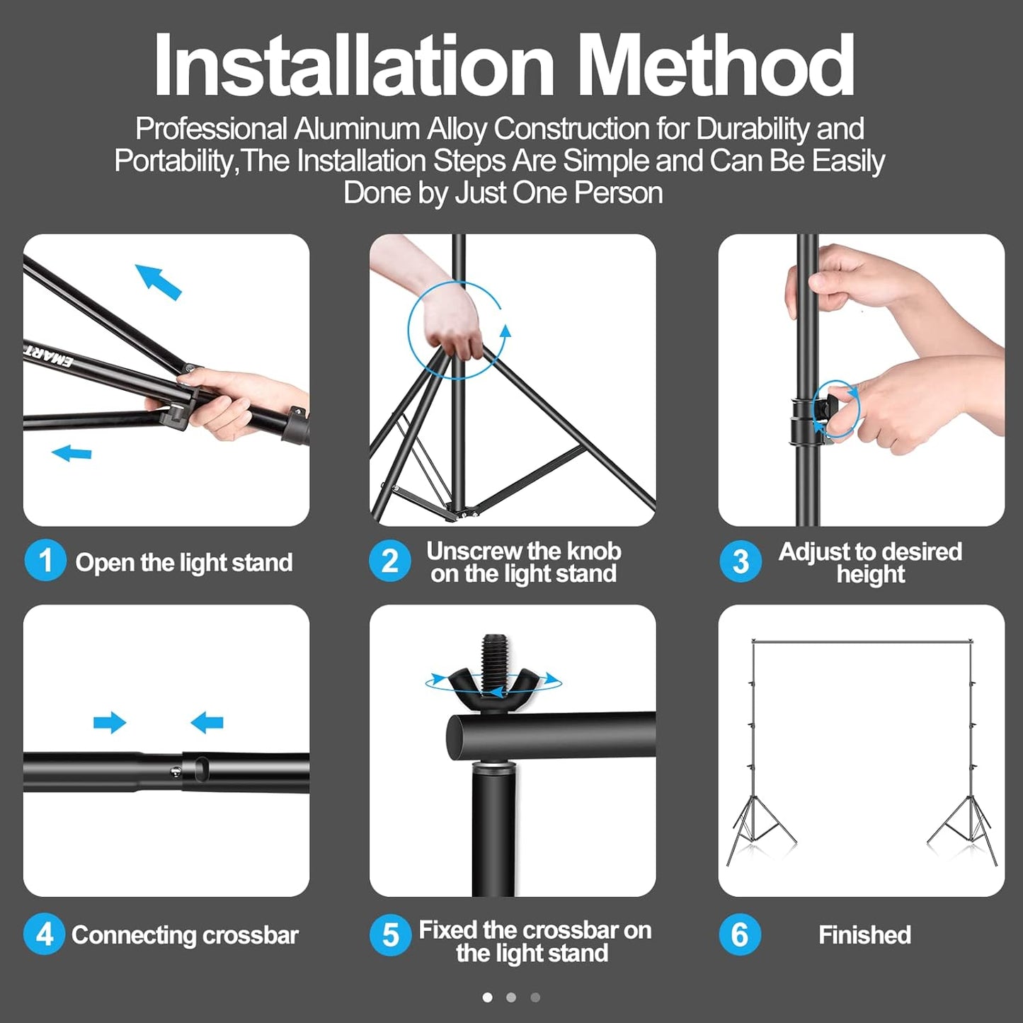 EMART Photo Backdrop Stand kit, 10 x 12 ft Back Drop Adjustable Frame for Photography, Photoshoot Banner Background Support Holder for Parties Dectoration
