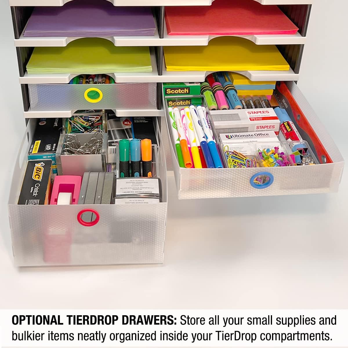 Ultimate Office TierDrop Desktop Organizer/Forms Mailroom Classroom Sorter, 8-Compartments with Optional Add-On Tiers for Easy Expansion, Gray w/Black…