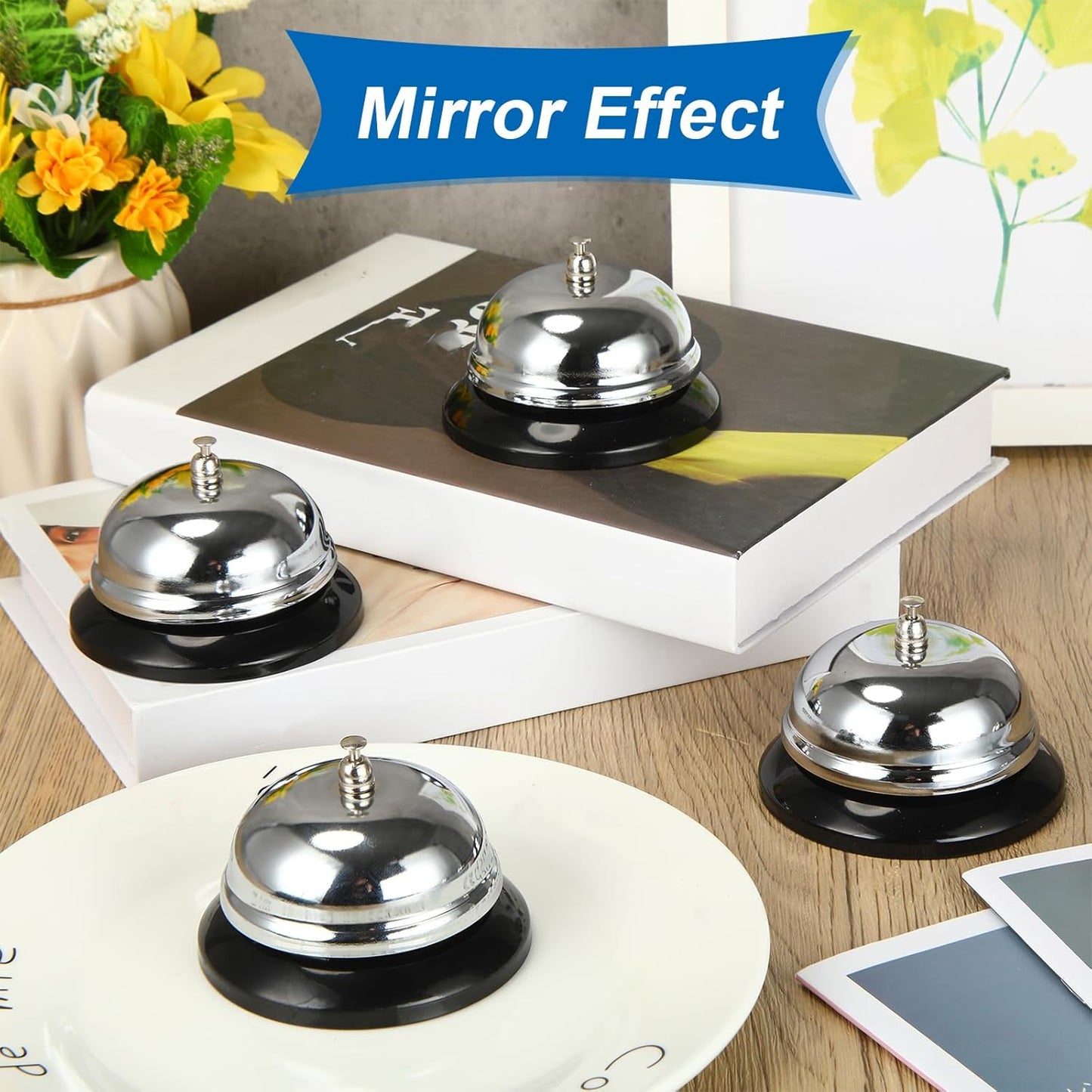 Yexiya 6 Pack Call Bell 3.35 Inch Diameter with Metal Anti-Rust Construction Service Bell for Hotels, Schools, Restaurants, Reception Areas, Hospitals, Warehouses