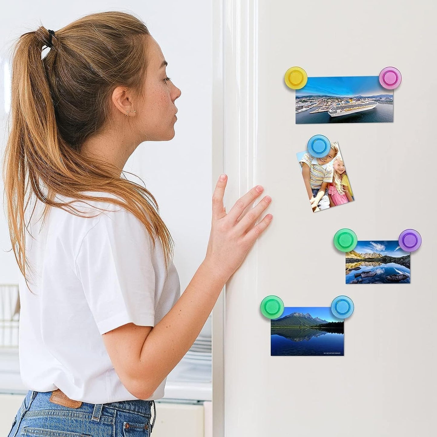 Qualsen Magnets for Whiteboard 20 Pcs, Round Fridge Magnets for Dry Board Decorative, Teacher Supplies for School, Classroom, Home, Office, Locker (Clear)