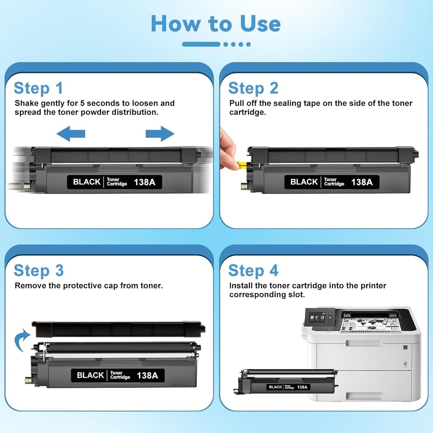 138A Toner Cartridge 2 Black with Chip Compatible for HP 138A W1380A Work with HP Laserjet Pro 3001dw 3001fdw 3001, MFP 3101fdw 3101 High Yeild Printer Toner Cartridge