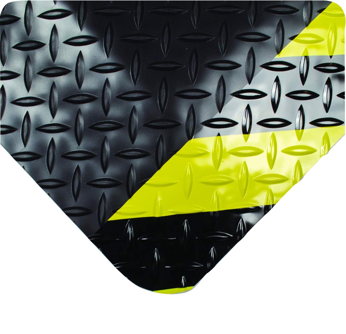 Wearwell 414.1516x3x46CHV Diamond-Plate SpongeCote UltraSoft Mat, 46' Length x 3' Width x 15/16" Thick, Black with Chevron