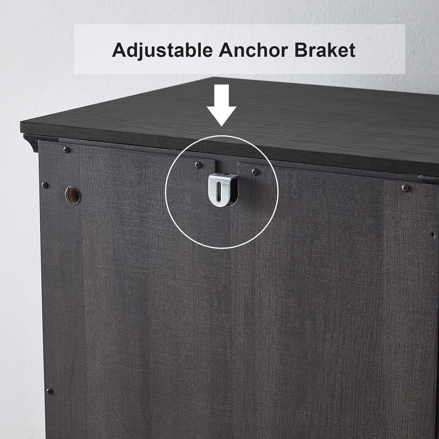 OLD CAPTAIN Wooden Tilt Out Trash Cabinet, Hidden Trash Can Kitchen Holds 10 Gallons (Dark Brown+Black Top Panel)