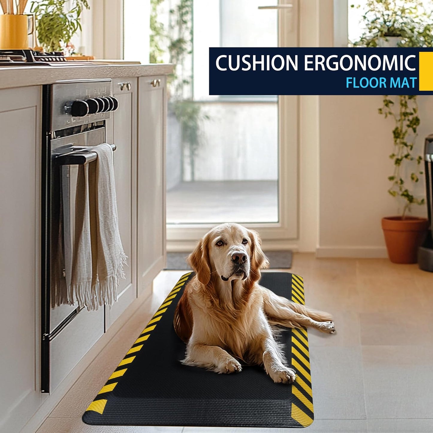 FEATOL Kitchen Mats for Floor 2 Packs, 9/10 Extra Thick Cushioned Anti Fatigue Floor Mat, Memory Foam Padded for Standing at Home, Kitchen, Garage, 20" x 48"-Support for Leg & Back Pain