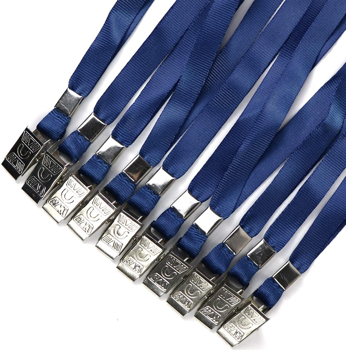 Lanyards 100 Pack Nylon Flat Badge Lanyard for Id Badge Name Tag (Navy Blue, 100 Pack)