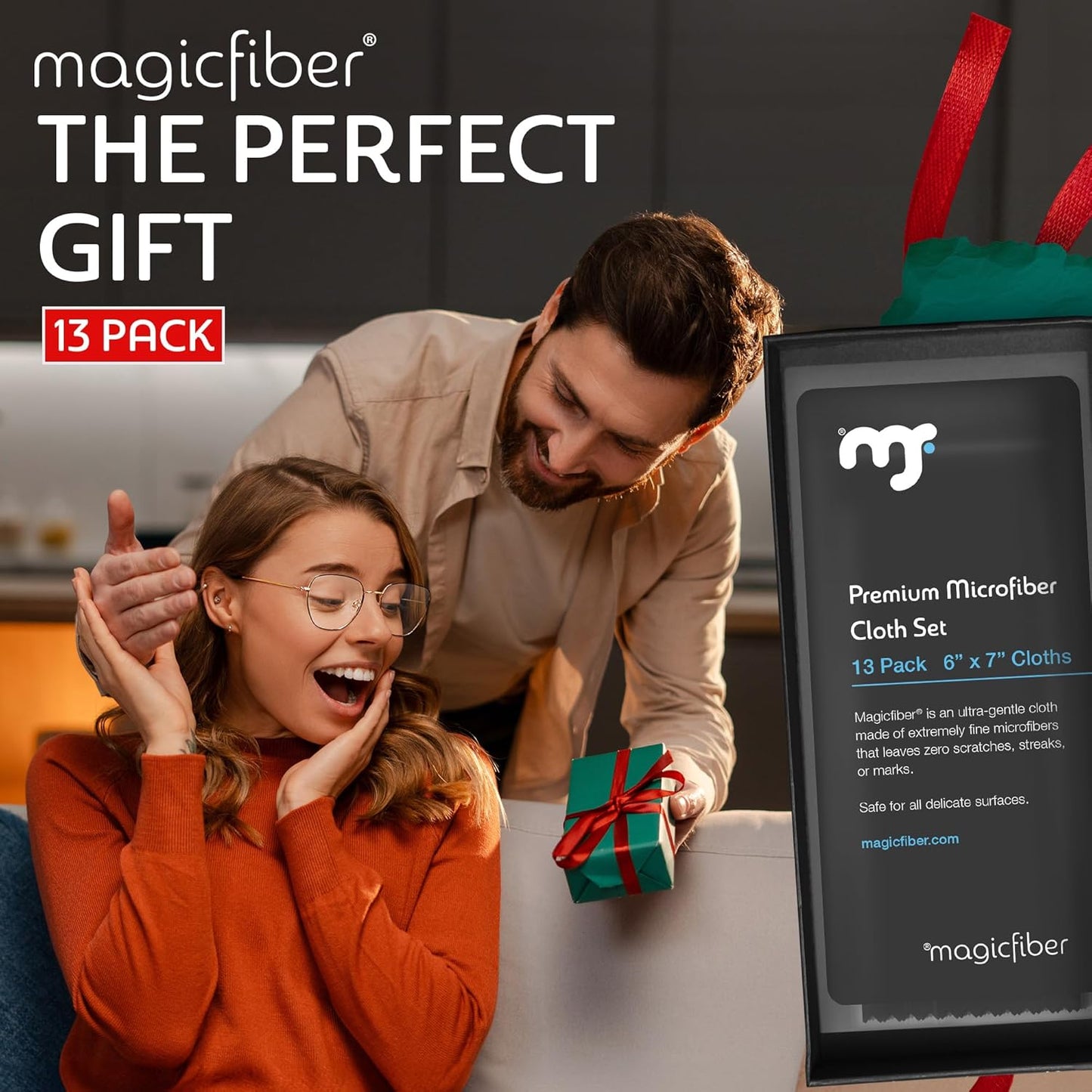 MagicFiber Microfiber Cleaning Cloth, 13 Pack - Premium Cloth for Glasses, Lens, Screens & More