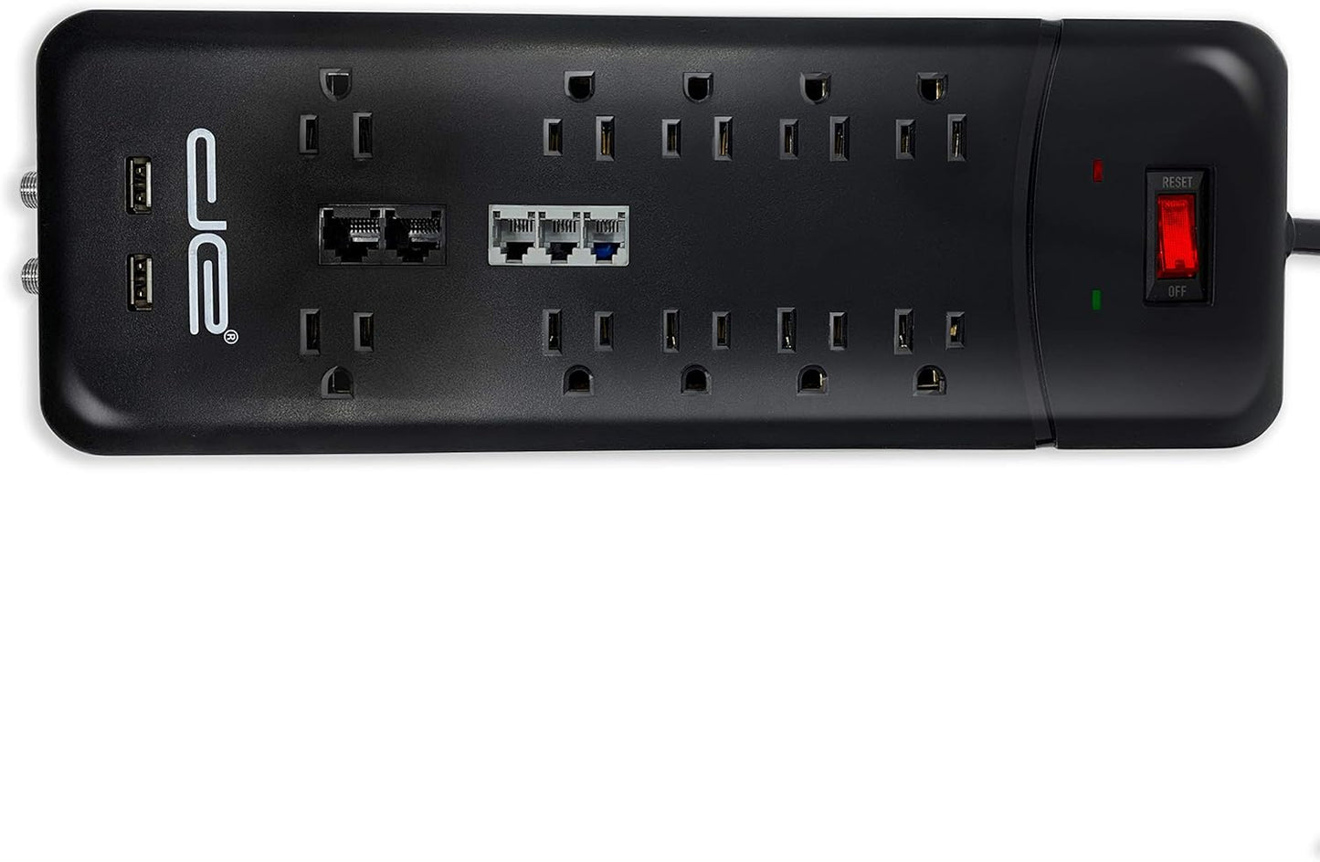 Digital Energy 10-Outlet Straight Plug 4050 Joules Heavy Duty Surge Protector Power Strip, 25 Foot Long Extension Cord, 15 AMP, 15 FT, Black