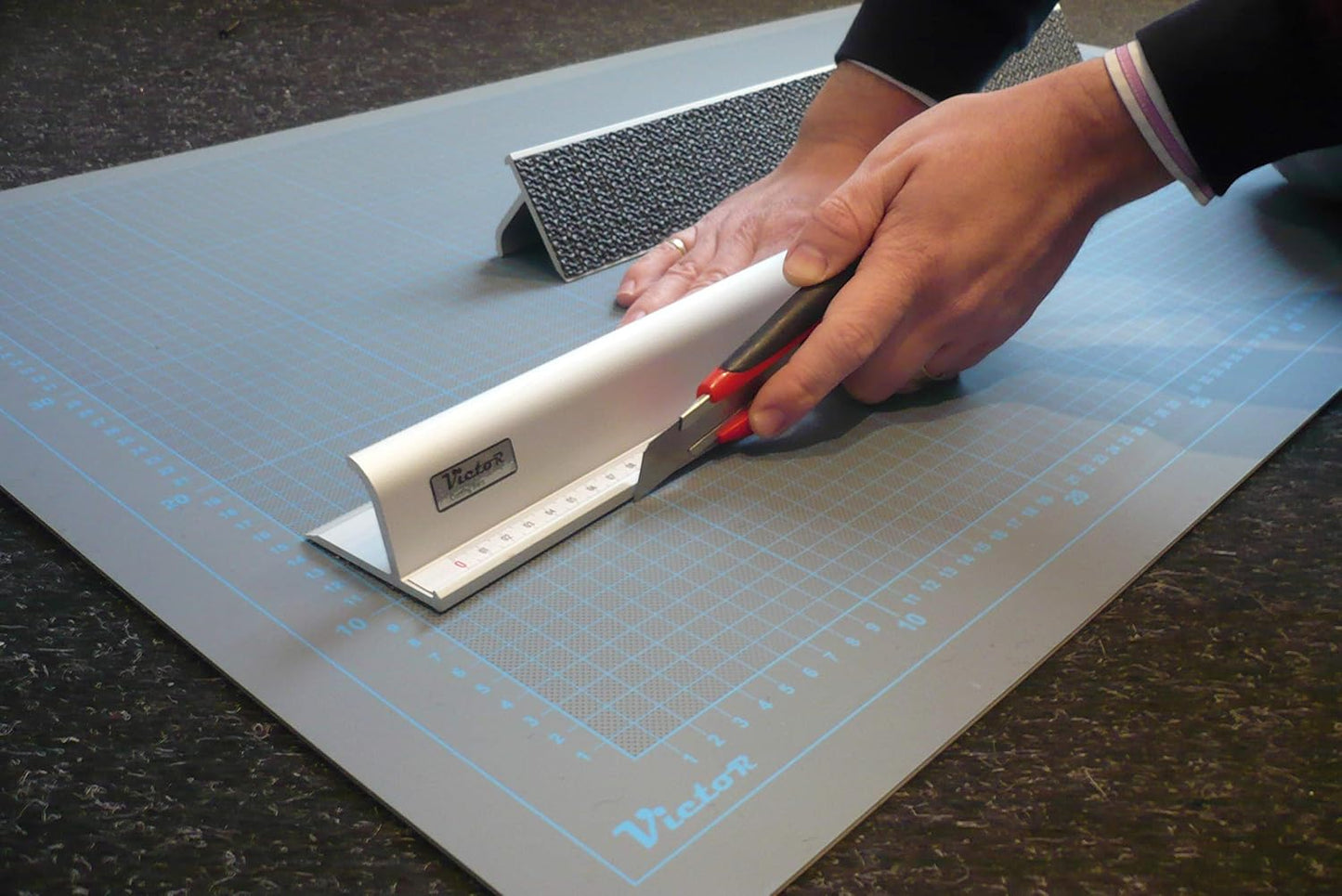 Victor 30-Inch Professional Aluminum Safety Ruler with Finger Guard Edge and Non-Slip Base - Great for Precision Cutting and Projects - Heavy-Duty Cutting Ruler for Safe Use
