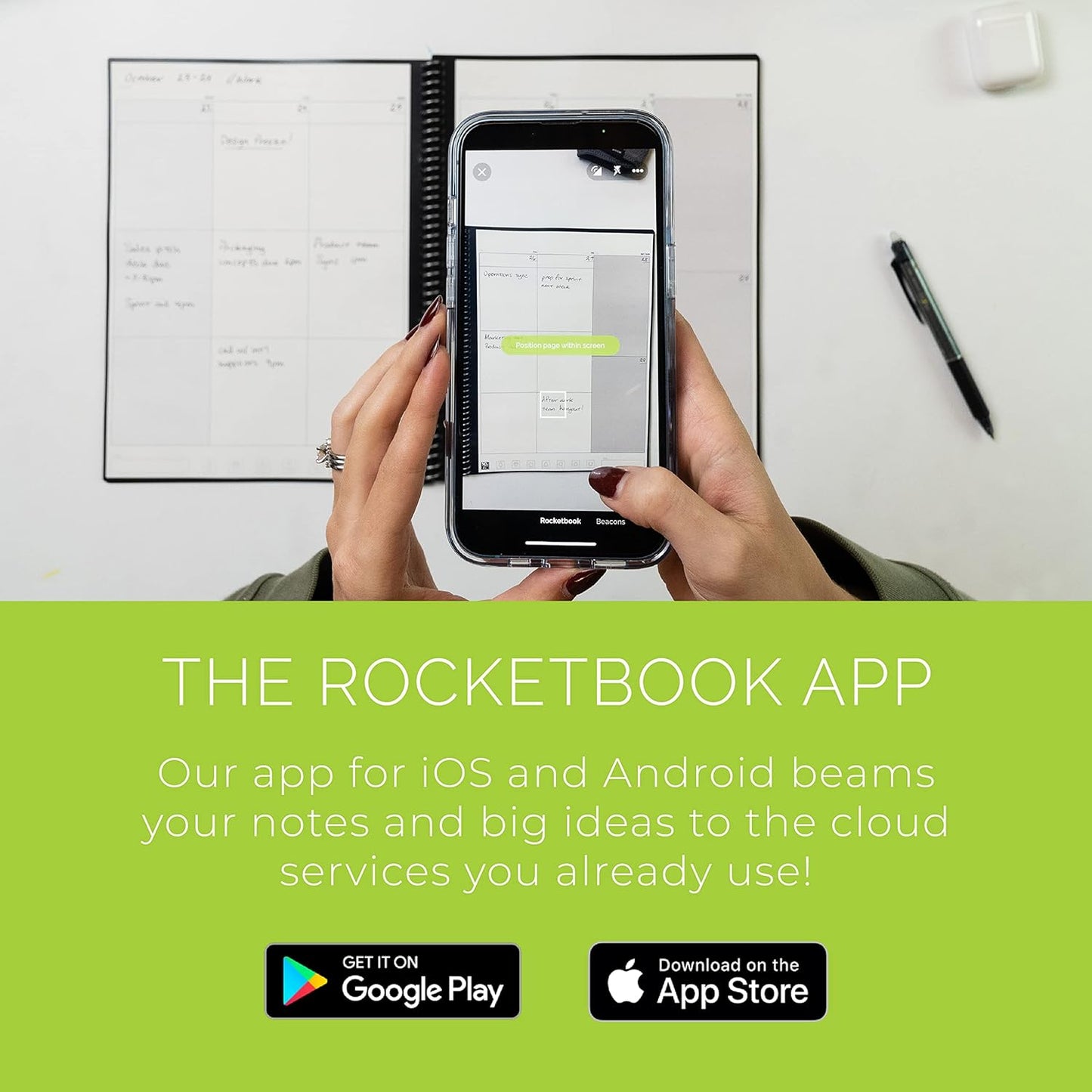 Rocketbook Smart Reusable Notebook, Fusion Plus Letter Size Spiral Notebook & Planner, Infinity Black, (8.5" x 11")