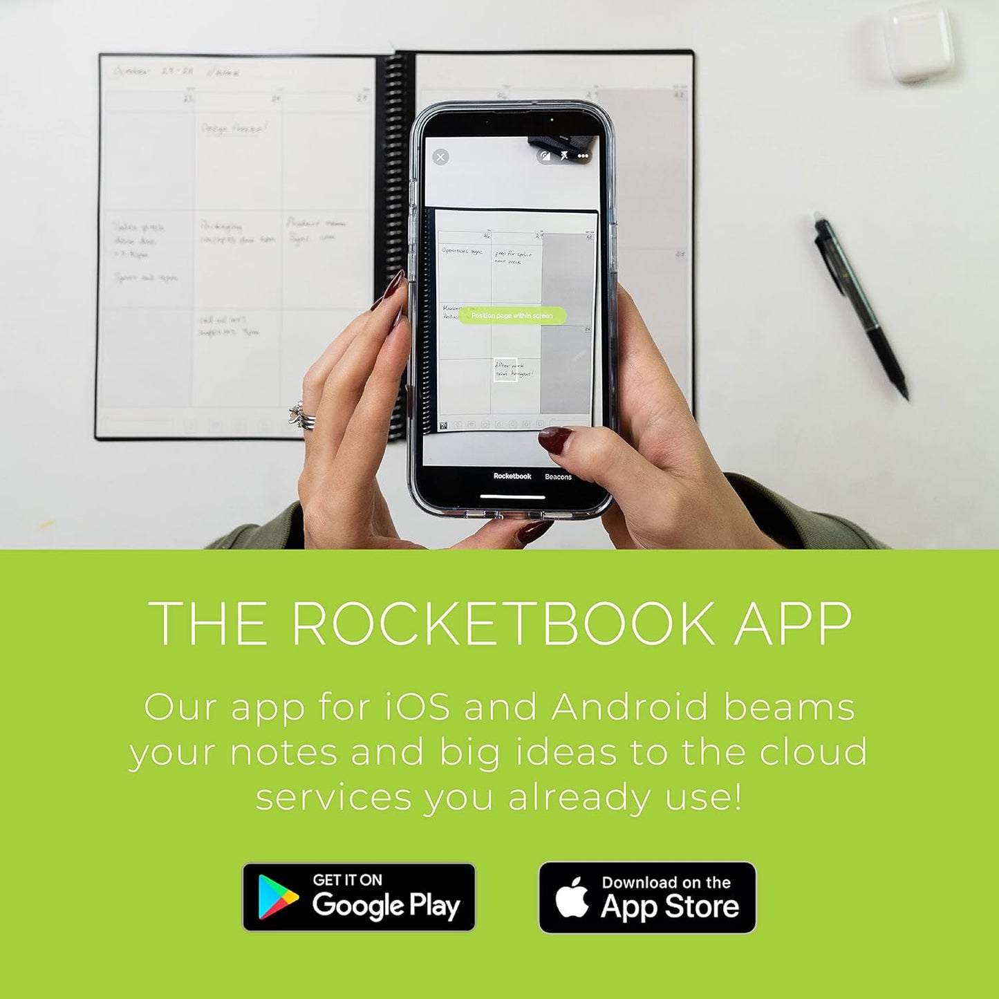 Rocketbook Smart Reusable Notebook, Fusion Plus Executive Size Spiral Notebook & Planner, Infinity Black, (6" x 8.8")