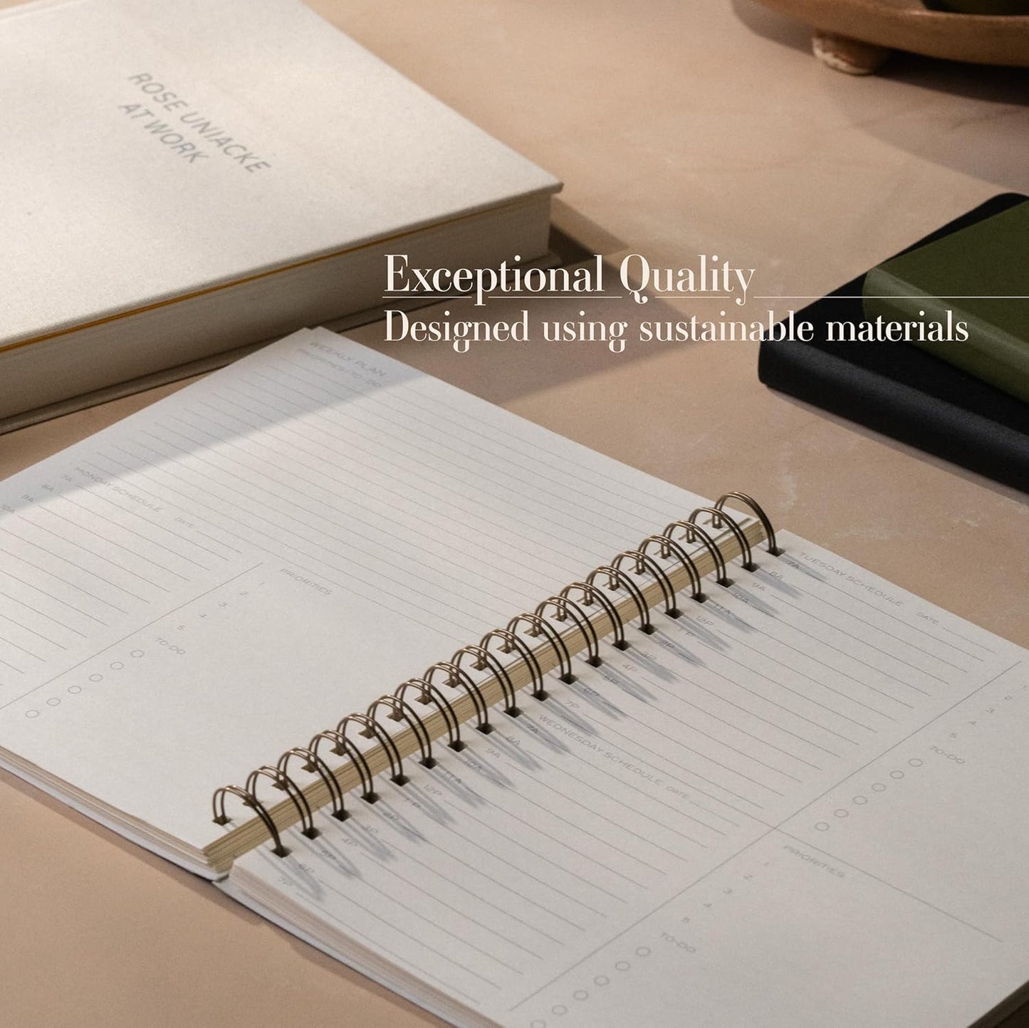 Anecdote Planner 2025 (8.5" x 10") Daily Planner Weekly Monthly Planner - 52 Weeks w/Library Buckram Cover, Brass Spiral - A4 Size Bleed-Resistant Paper – Dutch Blue