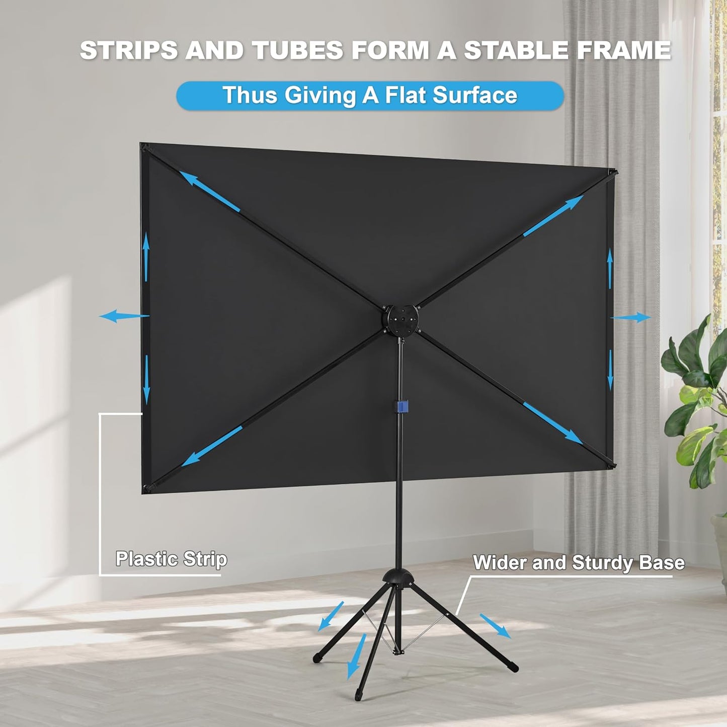 Projector Screen and Stand, Portable Projector Screen, 120 Inch 16:9, Outdoor Projection Screen, 1.2 Gain, 160 Degree View Angle, 2 Mounting Modes, Fast Setup, Idea for Home Cinema, Backyard Party.