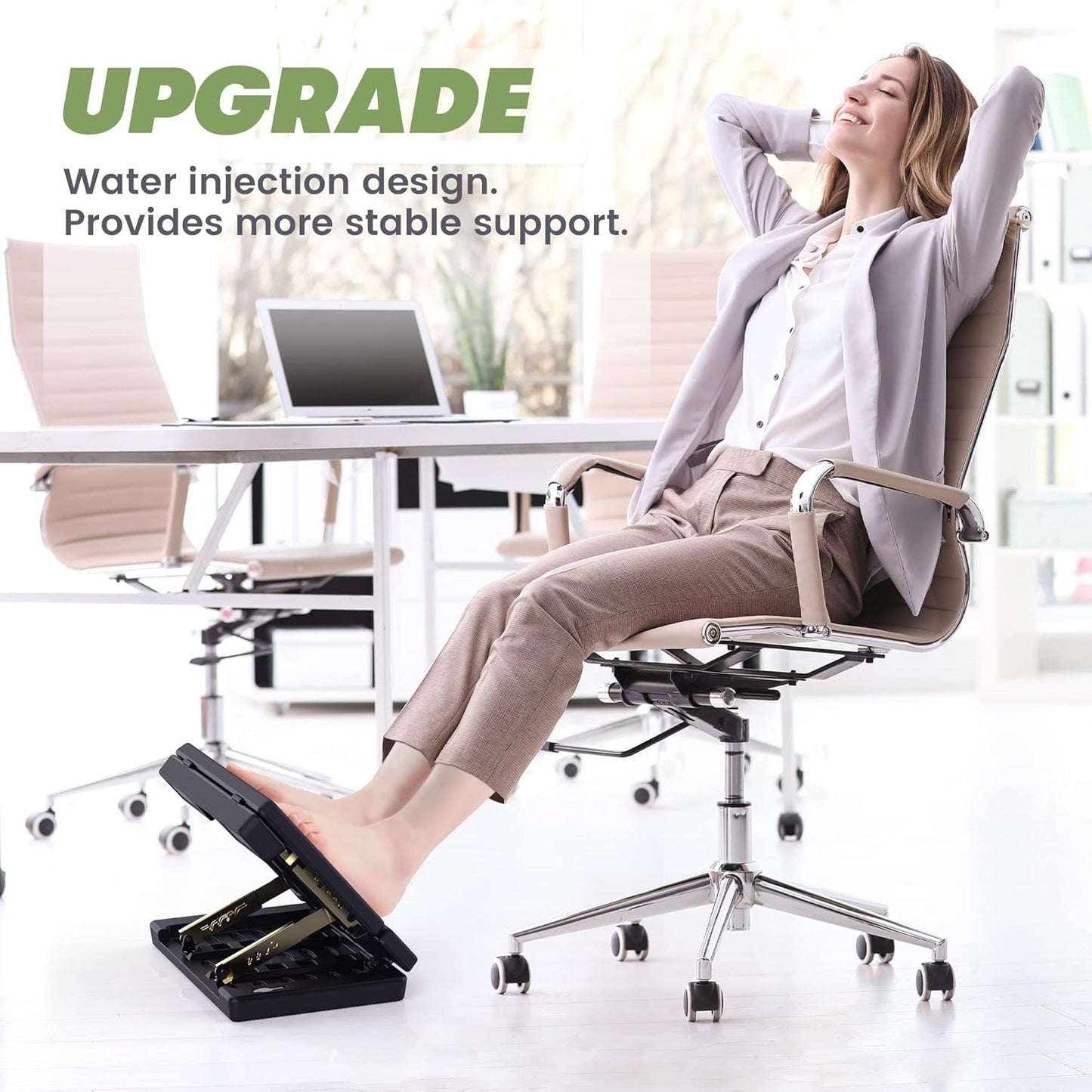 Foot Rest Under Desk, Height Adjustable Footrest with Massage Roller and Soft Pad, Foldable Ergonomic Foot Rest for Car, Underdesk, Home, Train(Black)