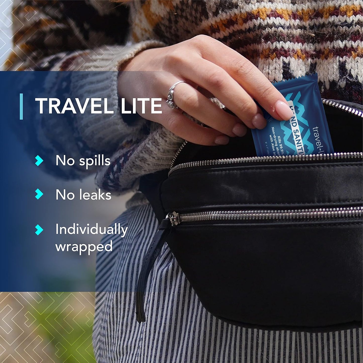 Travel Lite Alcohol-Free Hand Wipes with Aloe Vera and Vitamin E, Fresh Scent 200ct Individually Wrapped Travel Essentials Wipes for Adults and Kids
